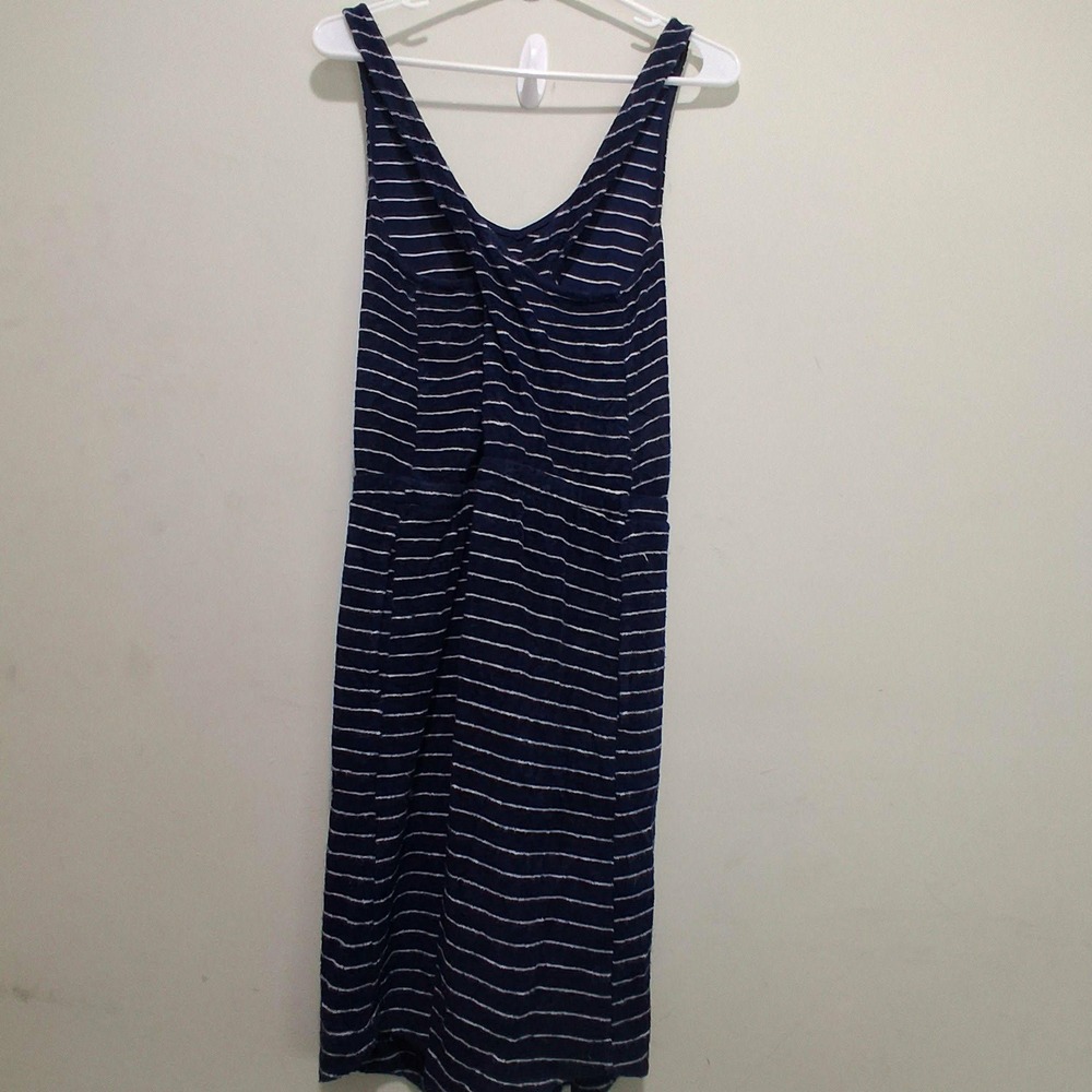 Soma WKND Navy White Striped Bamboo Rayon Drawstring Dress Small 570304061